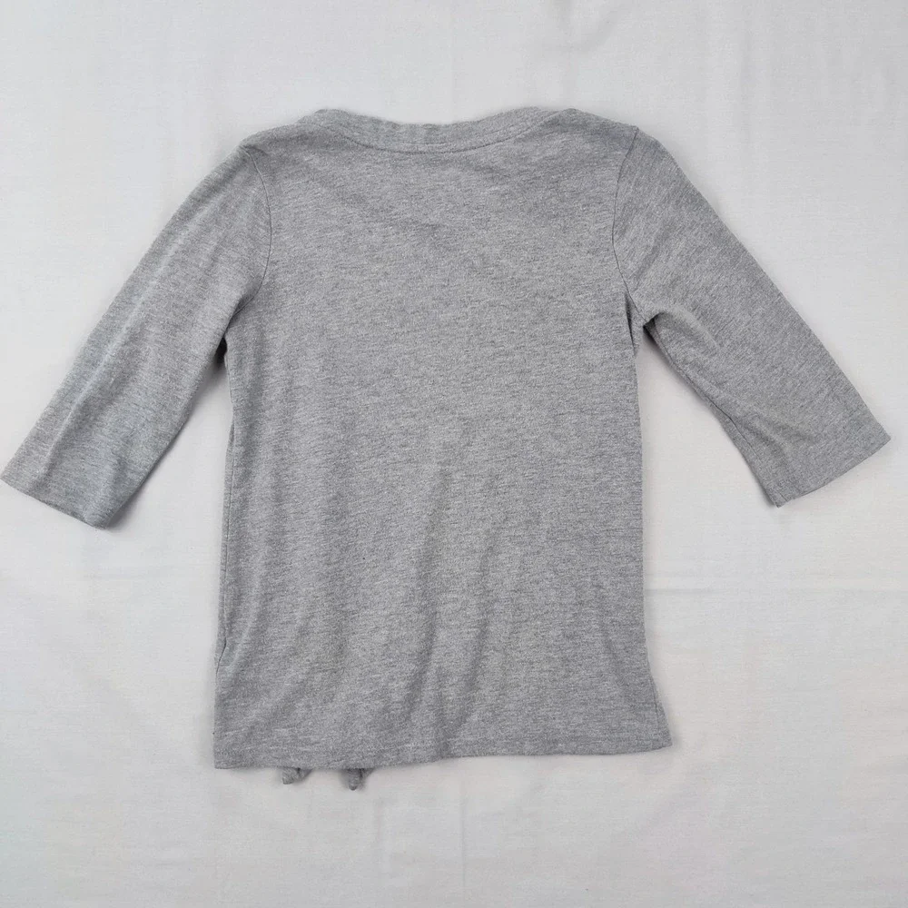 Cat & Jack Shirt Girls S 6/6X Gray Flip Sequin Crystal Ball Side Tie Long Sleeve